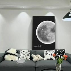 Black and White Minimalist Living Room Decorative Painting 2025 New Moonlit Floor Painting with Texture Sofa Background Wall Hanging Painting