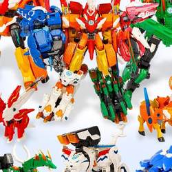 Divine Beast King Kong 6 Earth Shield Genuine Fusion Mecha Transformation Robot Children's Toy Qinglong Qilin White