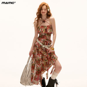 
MAMC irregular holiday tube top dress women's summer new high-end unique skirt design waist long skirt