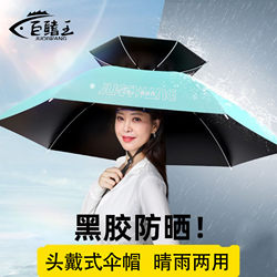 Umbrella Hat, Head-Mounted Umbrella, Portable New Fishing Umbrella, Foldable Double-Layer Overhead Umbrella, Special Sunshade Umbrella for Fishing