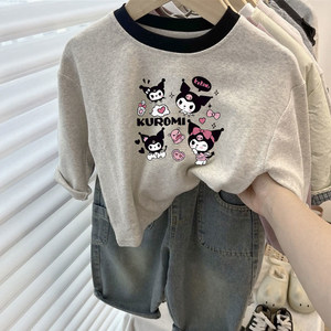 
2024 baby spring and autumn new style pure cotton long-sleeved T-shirts, stylish children's cartoon tops, bottoming shirts for boys and girls