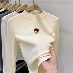 
Boys and girls autumn and winter cartoon new bottoming shirt German velvet warm top children's half turtleneck long-sleeved T-shirt