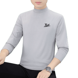 
Pure cotton middle-neck men's long-sleeved T-shirt half-high-neck autumn top bottom shirt autumn 2025 new men's underwear