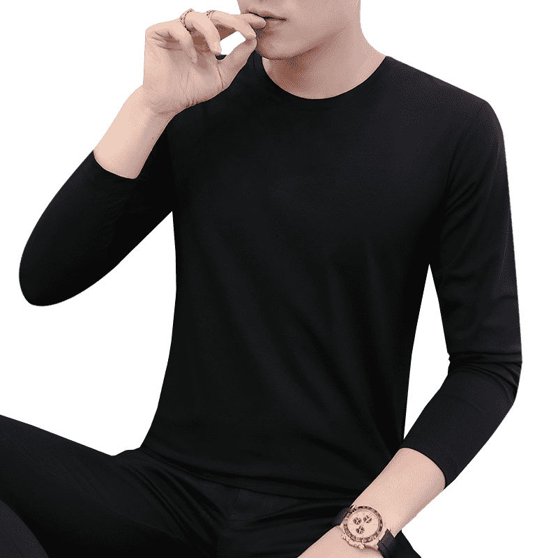 
Ice silk modal cotton autumn men's base shirt solid color T-shirt long-sleeved men's tops underwear autumn shirt