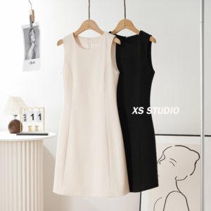 
High-end woolen sleeveless dress for women 2025 autumn and winter new French slim commuting Korean style a-line vest dress