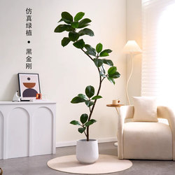 Artificial Green Plant, High-End Black Rubber Tree Potted Plant, Living Room Decorative Flower, Home Floor-Standing Cream-Style Ornament