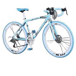 Road Bike for Adults, Popular Online, with Variable Speed, Dual Disc Brakes, Fixed Gear Racing Bike, Suitable for Students, Commuting to Work, Leisure, and Stylish Cycling