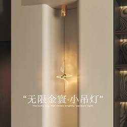 Infinite Golden Circle Artistic Acrylic Bedside Pendant Light, Hallway and Entryway Design, Light Luxury High-End Adjustable Hanging Light