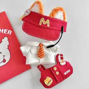 Cotton doll clothes 10cm McDonald's shirt strap hat A set of baby clothes cute cartoon doll accessories
