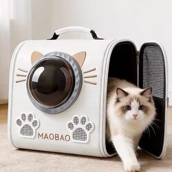 Cat Backpack Space Capsule Style Large Capacity Pet Backpack Portable Outdoor Sun Protection Anti-Stress Cat Backpack
