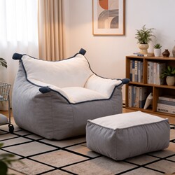 Cream-Colored Totoro Lazy Sofa Human Dog Bed Single Tatami Balcony Leisure Small Sofa Bedroom Recliner