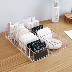 Dressing Table Compartmentalized Desktop Cosmetics Desk Storage Box Lipstick Transparent Organizer Small Box Skincare Storage Rack