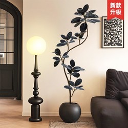Artificial Green Plant Black Rubber Tree Decoration Indoor Large Floor-Standing Ornament High-End Plant for Living Room and Bedroom