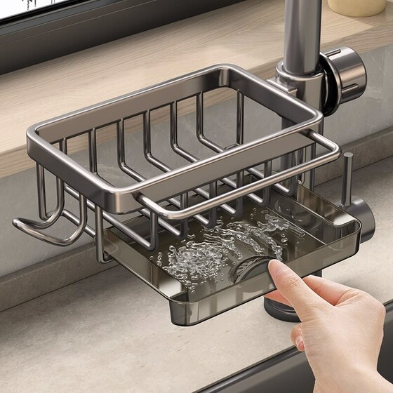 
Kitchen faucet storage rack sink supplies multi-functional rag drain basket storage rack drain tray bathroom countertop