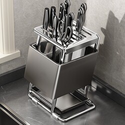 Stainless Steel Kitchen Knife Holder Storage Rack Countertop Multifunctional Knife and Chopstick Organizer 2025 New Model Knife Stand