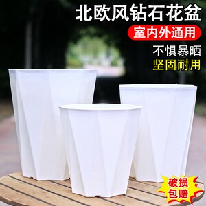 
Thickened, durable, simple octagonal diamond flower pot with root control, breathability, sun resistance and non-stuffy root, large capacity balcony planting pot