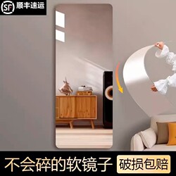 Full-Length Mirror Wall-Mounted Self-Adhesive Glass Wall Hanging Mirror for Wardrobe Door, Acrylic High-Definition Floor-Standing Mirror