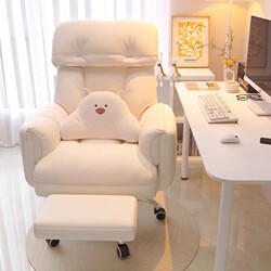 Computer Chair, Office Chair with Backrest, Lazy Sofa Chair, Study Chair, Ergonomic Chair with Wheels, Bedroom Chair for Nap and Reclining