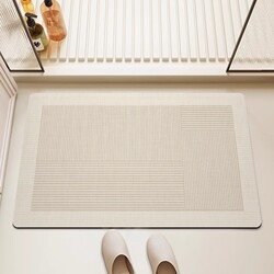 Bathroom Floor Mat, Water-Absorbent Foot Mat, Diatom Mud, Quick-Drying, Non-Slip, Bathroom Door Mat, Cream-Style Carpet, Stain-Resistant