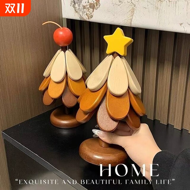 Christmas tree insulation pad creative placemat table coaster solid wood anti-scalding high temperature pot cushion sideboard ornament decorations