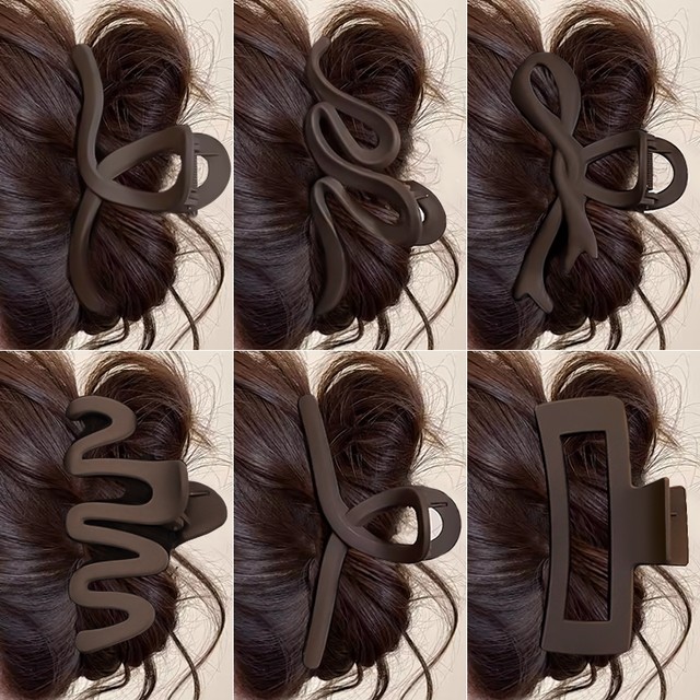 Coffee-colored matte grab clip women's new hair clip back of the head large-sized hair volume shark clip hairpin headdress