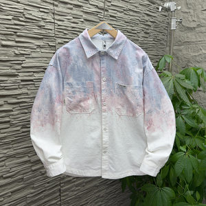 
American trendy brand washed gradient shirt top 2026 spring new jacket teenagers loose trendy jacket