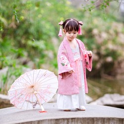 Hanfu Children's Antique Mini Umbrella - Retro Jiangnan Style Oil Paper Umbrella