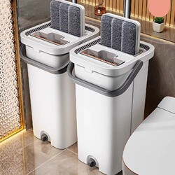 2024 New Model Hands-Free Flat Mop for Home Use, One-Step Cleaning, Large Mop with Mop Bucket, Lazy Cleaning Tool
