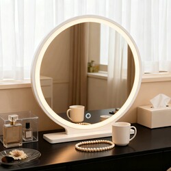 Mirror Makeup Mirror Desktop Vanity Mirror Dressing Table Home Bedroom Student Dormitory with Led Light Smart Ins