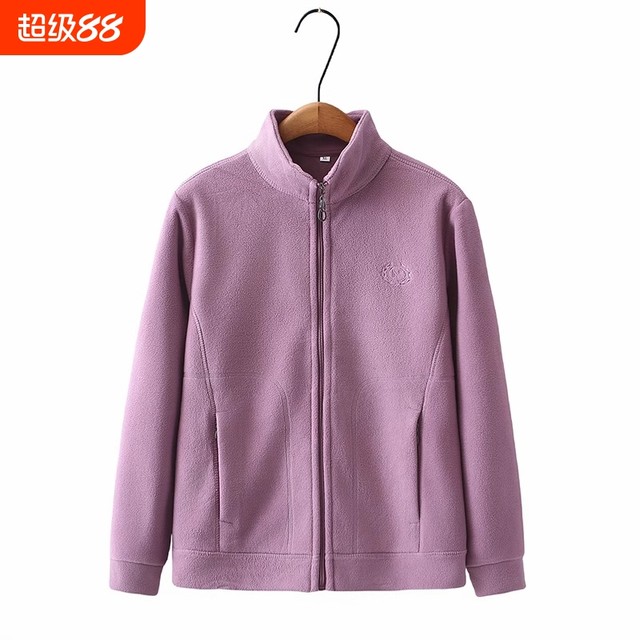 Mom's autumn and winter polar fleece jacket for women, simple casual double-sided velvet jacket, fleece jacket, jacket with stylish lining