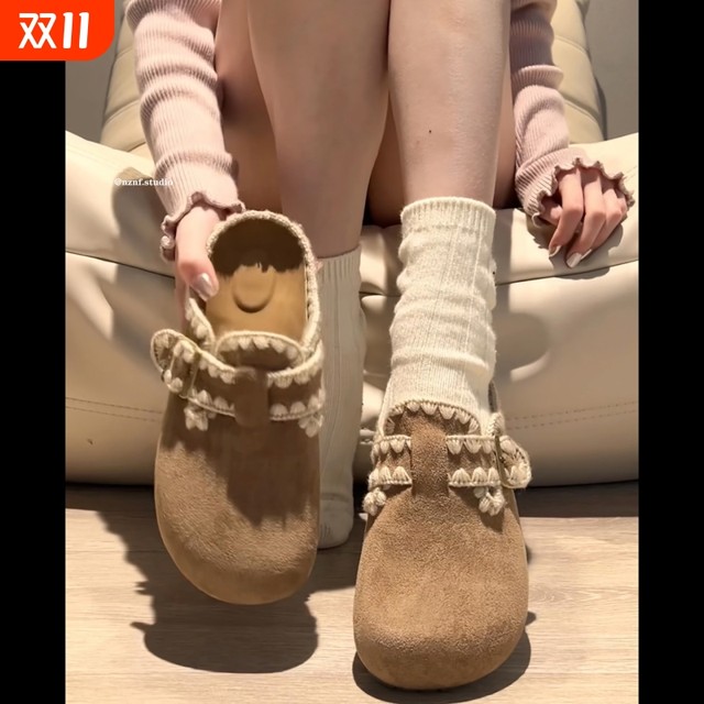 Retro inner heightened bag head thick-soled slippers for women wearing 2025 new autumn versatile skirt semi-tork Birkenstock shoes