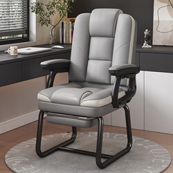 Computer Chair, Home-Use Bow-Shaped Chair, Long-Sitting Office Chair, Reclining Backrest Chair, Leisure Chair, Study Desk Chair, Leather