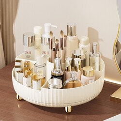 Rotating Cosmetics Storage Box, Desktop High-End Lipstick Organizer, Dressing Table Skin Care Product Makeup Brush Storage Rack