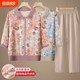 Middle-aged mother's spring and summer ice silk shirt T-shirt middle-aged and elderly fashionable top women's spring and autumn two-piece suit thin section