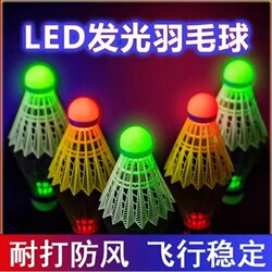 Luminous Badminton Shuttlecock with Led Lights, Durable Plastic Fluorescent Nylon Ball, High Elasticity, Windproof and Unbreakable at Night