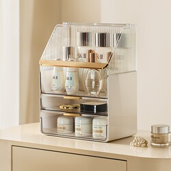 Desktop Cosmetics Storage Box, High-End Skin Care Product Storage Rack, Dust-Proof Makeup Box, Dressing Table, Large-Capacity Drawer