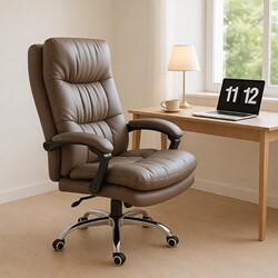 Computer Chair for Study Room, Home Use, Office Comfort, Ergonomic Leisure Business Chair, Leather, Reclining, Adjustable Height