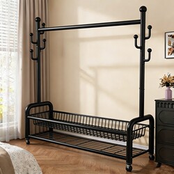 Floor-Standing Clothes Rack Bedroom Clothes Storage Rack Coat Rack 2026 New Model Standing Type Bedside Clothes Organizer