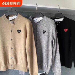 
Embroidered love cashmere knitted cardigan sweater for men and women, parent-child boy coat, wool red black winter Japanese style
