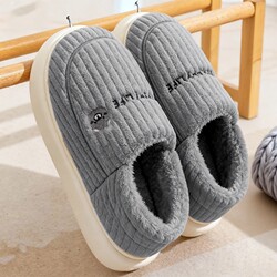 Men's Cotton Slippers for Winter 2025, New Style, Indoor Non-Slip, Warm, Thick-Soled, Plush, Couple's Cotton Shoes, Comfortable for Women