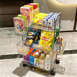 Acrylic Snack Storage Rack Floor-Standing Multi-Layer Movable Trolley Cosmetics Cabinet Living Room Storage Rack Kitchen