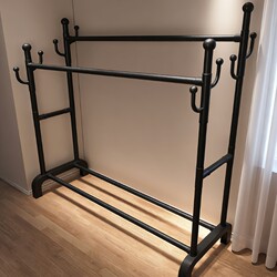 Simple Clothes Drying Rack, Floor-Standing Coat Rack, Household Balcony Clothes Hanging Rod, Clothes Drying Rack, Storage Rack for Bedroom and Dormitory