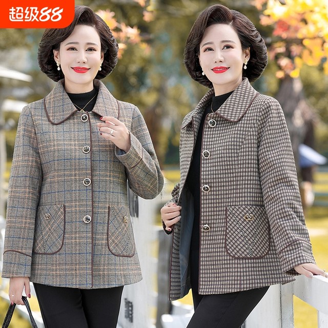 Middle-aged mother spring and autumn small suit short jacket for women 2025 new middle-aged and elderly fashionable age-reducing plaid top atmospheric