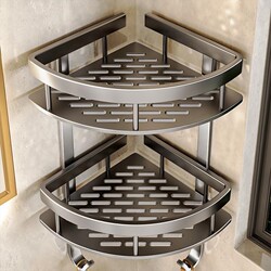 Bathroom Corner Shelf, No-Drill Space Aluminum Bathroom Basket Wall-Mounted Rack, Multi-Layer Corner Storage Rack for Washroom