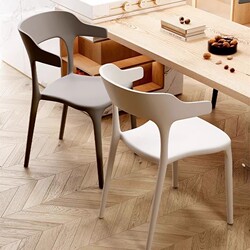 Plastic Chair with Backrest, Household Dining Chair, Modern Style, New Design, Durable for Long Sitting, Stackable for Storage