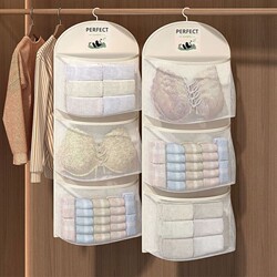 Sock Storage Hanging Bag, Multi-Layer Wardrobe Underwear and Panties Door Hanging Mesh Pouch, Dormitory Storage Bag, Bedroom Three-Layer Bra Organizer