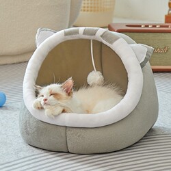 Cat Nest Winter Warming Pad Semi-Enclosed Cat Sleeping Nest Suitable for All Seasons Dog Bed Removable and Washable Large Size for Sleeping and Cold Protection