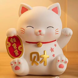 Lucky Cat Money Box 2026 Vinyl Anti-Drop Storage Jar Ornament Extra Large Coin and Banknote Holder Super Large Practical
