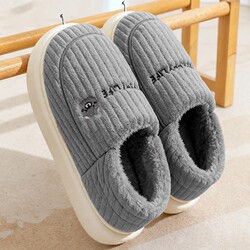 Men's Cotton Slippers for Winter 2025, New Style, Indoor Non-Slip, Warm, Thick-Soled, Plush, Couple's Cotton Shoes, Comfortable for Women