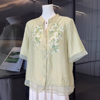 
Mom summer Chinese style cotton and linen suit middle-aged and elderly women's clothing